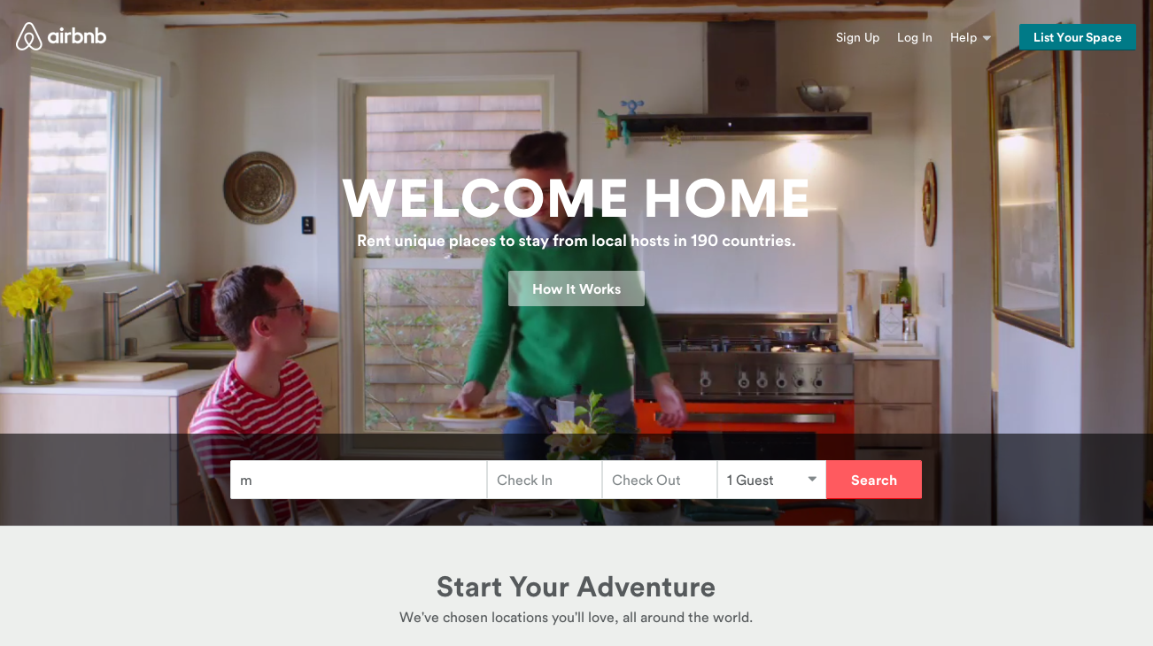 airbnb web site