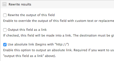 drupal views rss content path