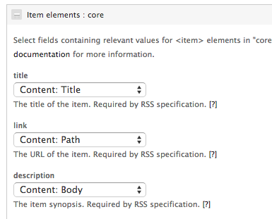 drupal views rss item elements