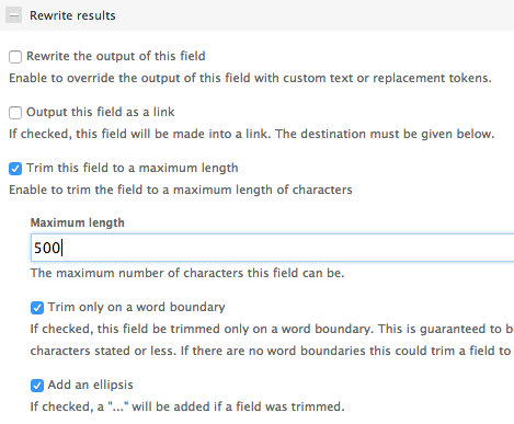 drupal views rss rewrite results