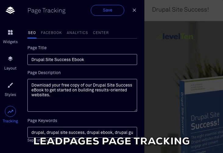 leadpages tracking seo
