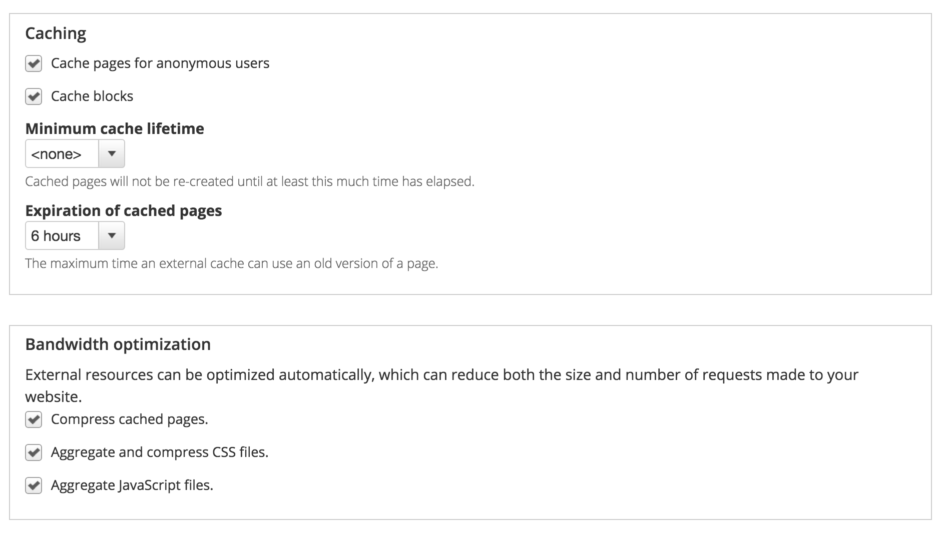 Drupal performance settings