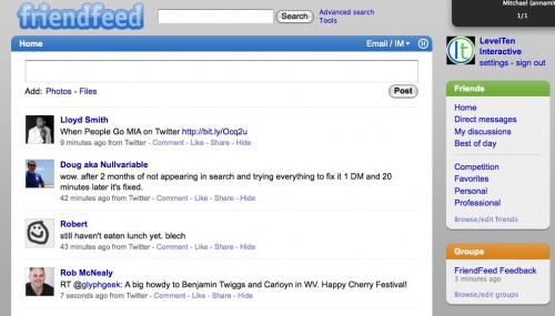 freindfeed profile screenshot