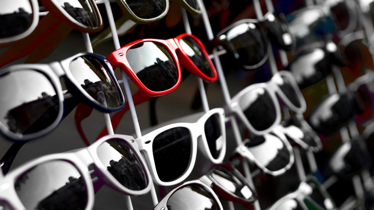 Sea of sunglasses, but one pair stands out