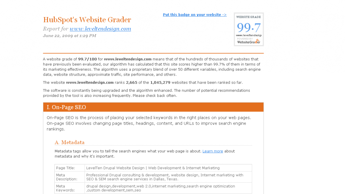 Do They Practice What They Preach? FireShot capture #26 'Website SEO Tool I Website Grader' website grader com #ReportTop