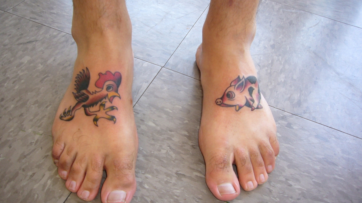 chicken pig tatoos