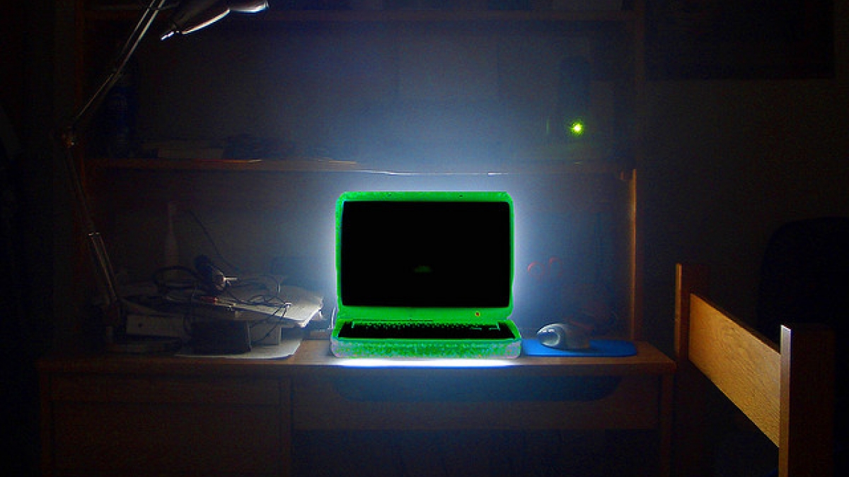 glowing laptop