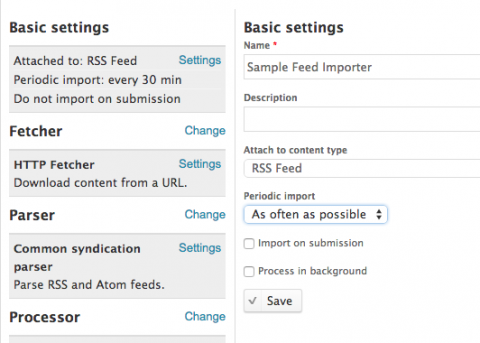 drupal feed basic settings