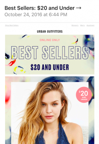 urban outfitters email newsletter