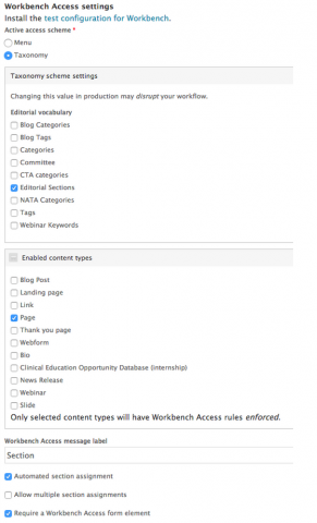 workbench access settings